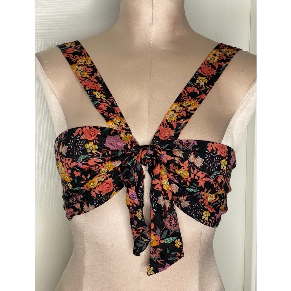 NWT Free People Floral Crop Tie Front Top Sz S - Picture 4 of 12